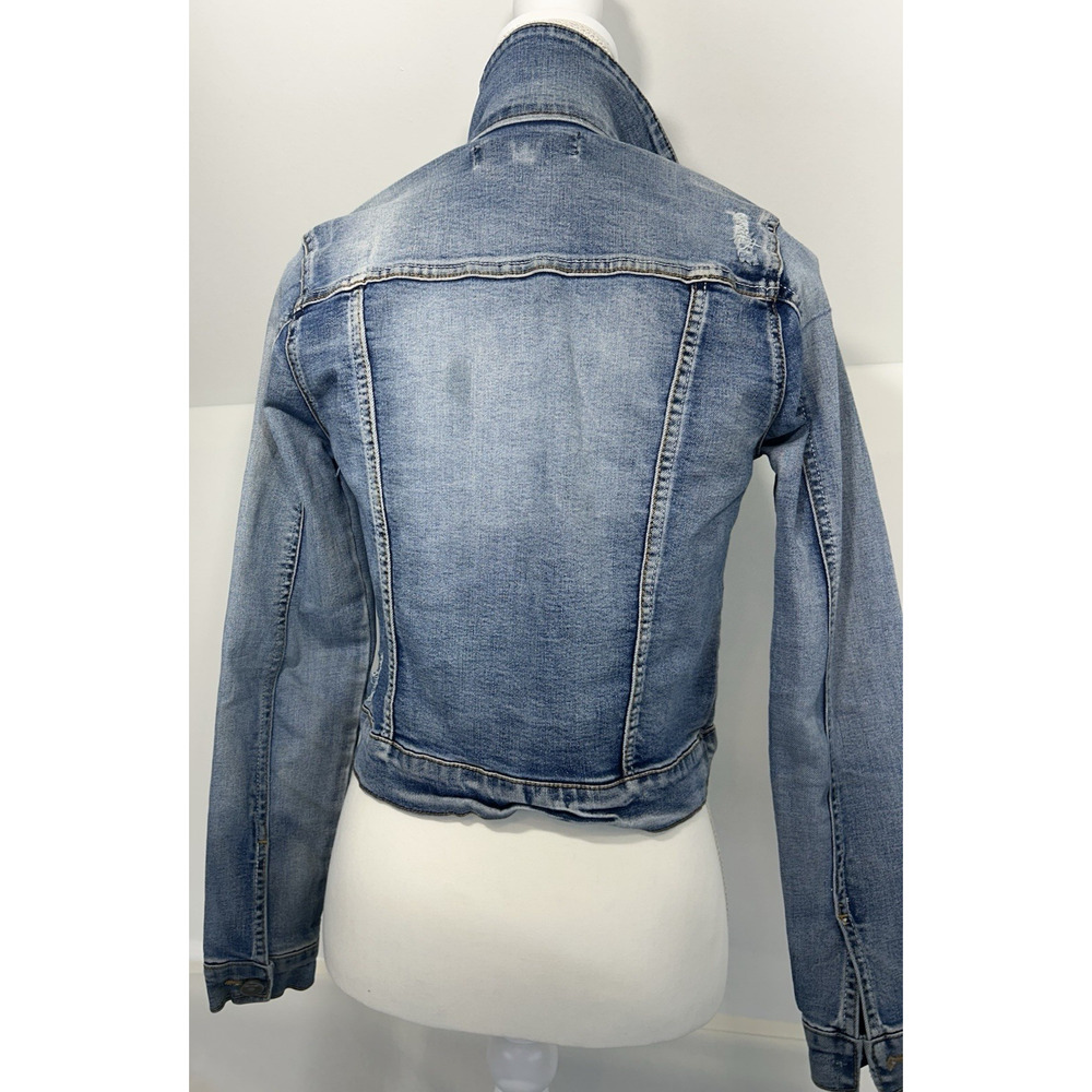 Thrashed Cottage core JouJou Denim Embroidered Ladies S or girl jacket Sz 14 L - Picture 6 of 16